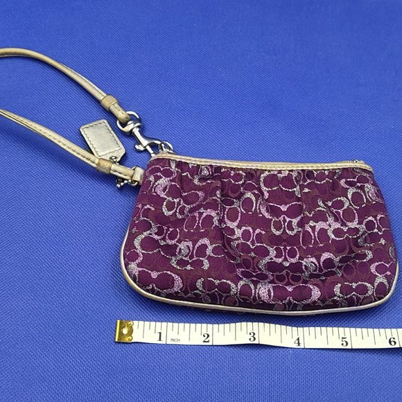Purple/Pink/Silver Metallic Coach small signture canvas wristlet - Picture 6 of 6